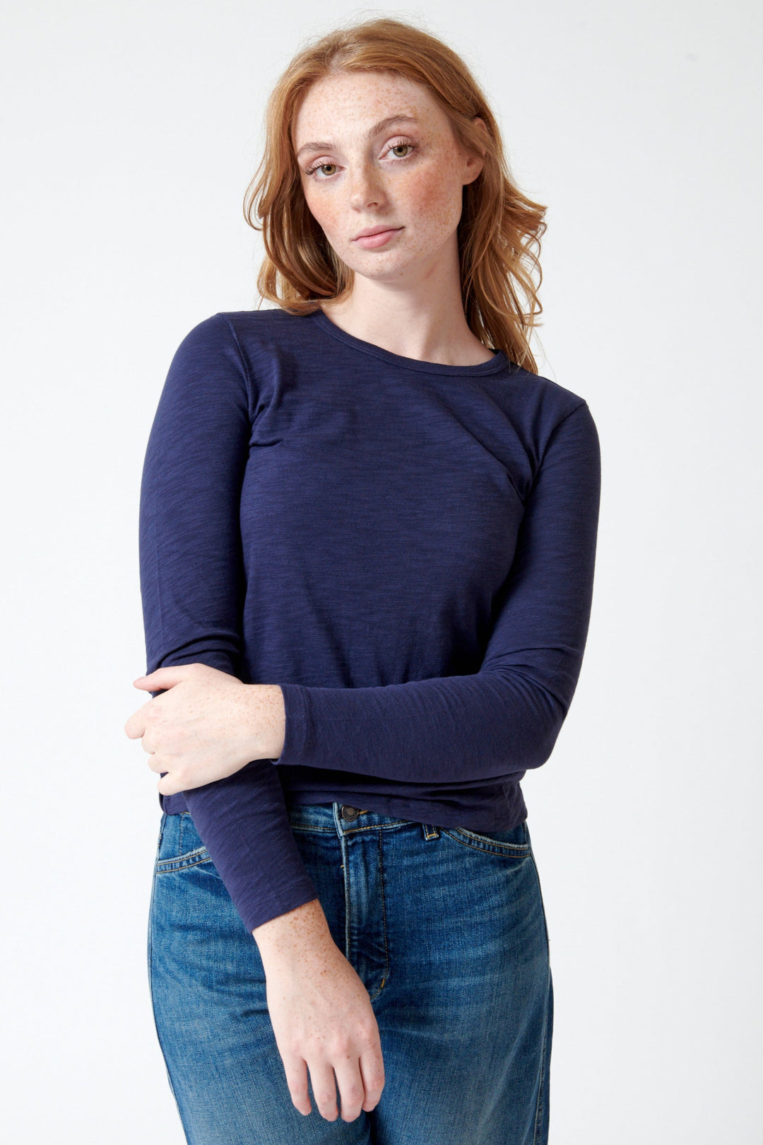 Waverly wearing Lilla P Long Sleeve Crewneck Tee front view