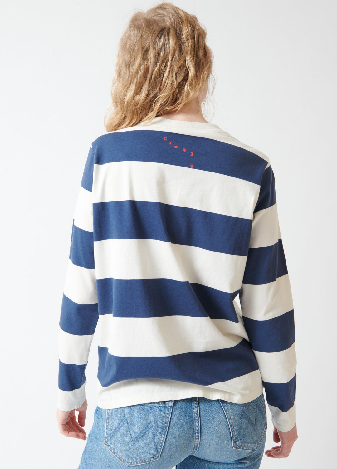 Madi wearing Clare V. Long Sleeve Tee rear view