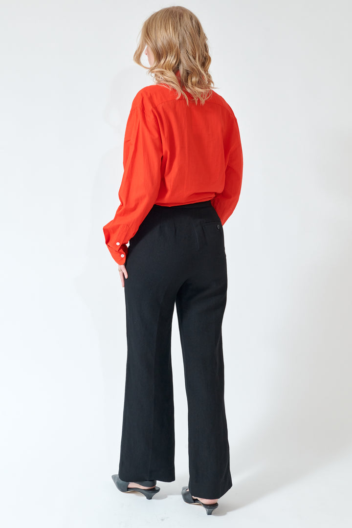 Madi wearing 6397 Flat Front Trouser rear view