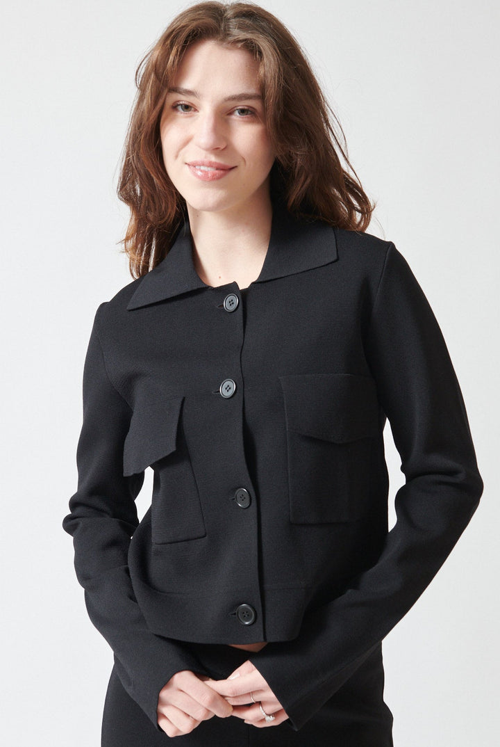 Sophie wearing P.A.R.O.S.H. Roma Jacket front view