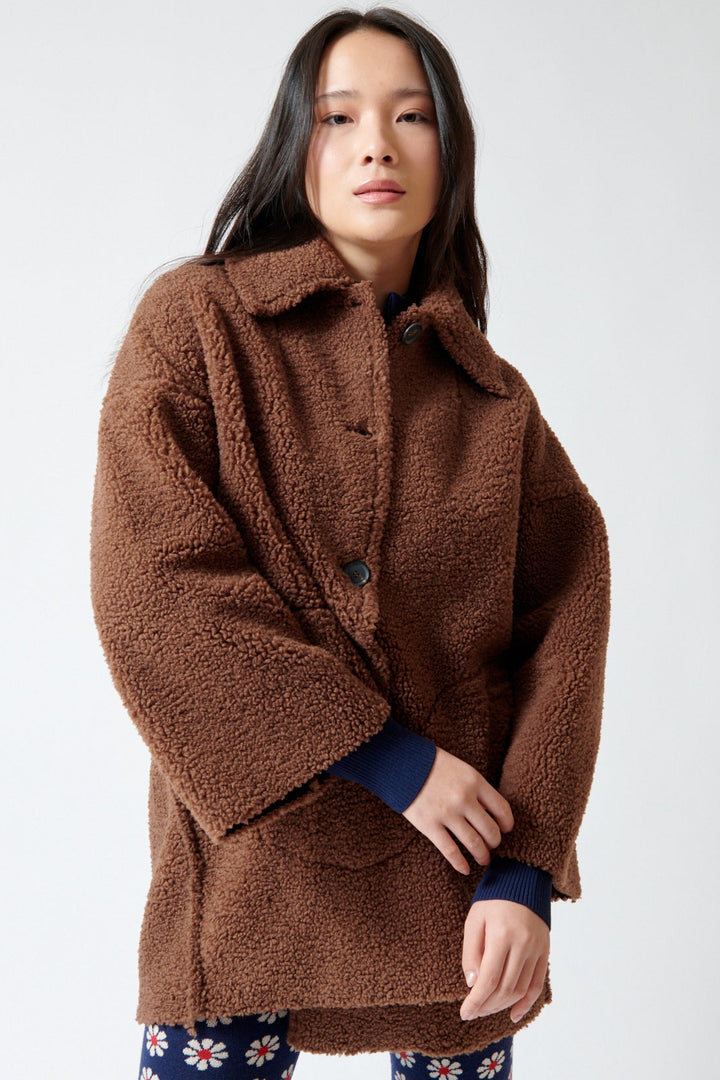 Lilly wearing The Great The Plush Car Coat front view