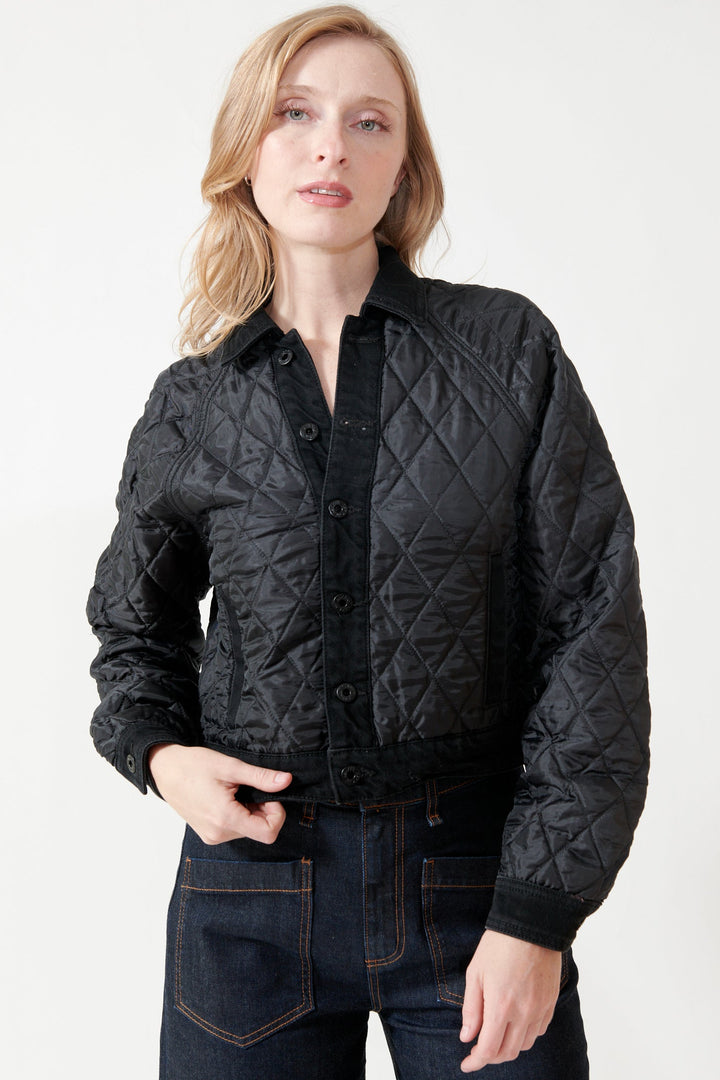 Madi wearing ASKK NY Bleeker Street Liner front view