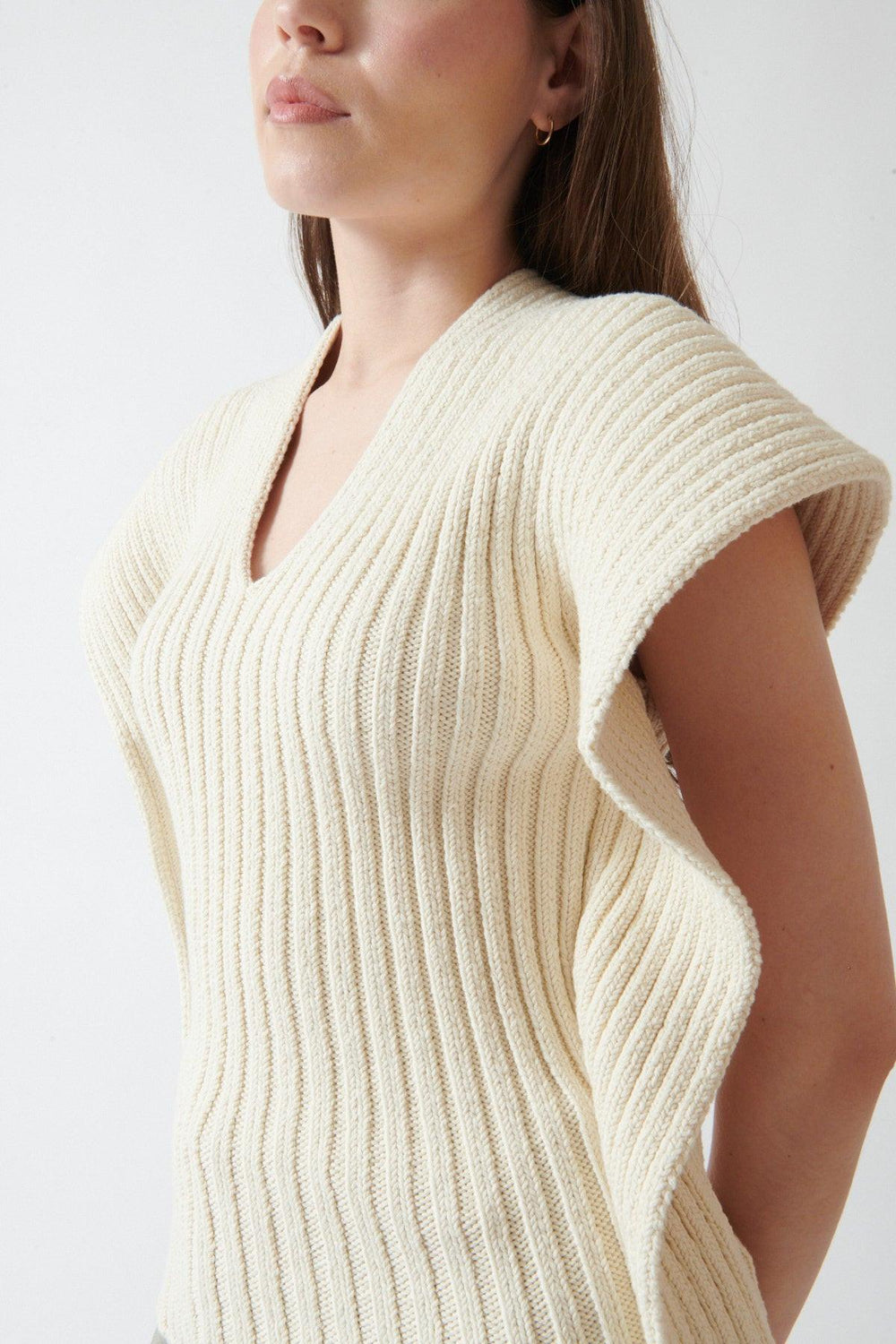 Angela wearing OSSOU Greer Tank side/detail view