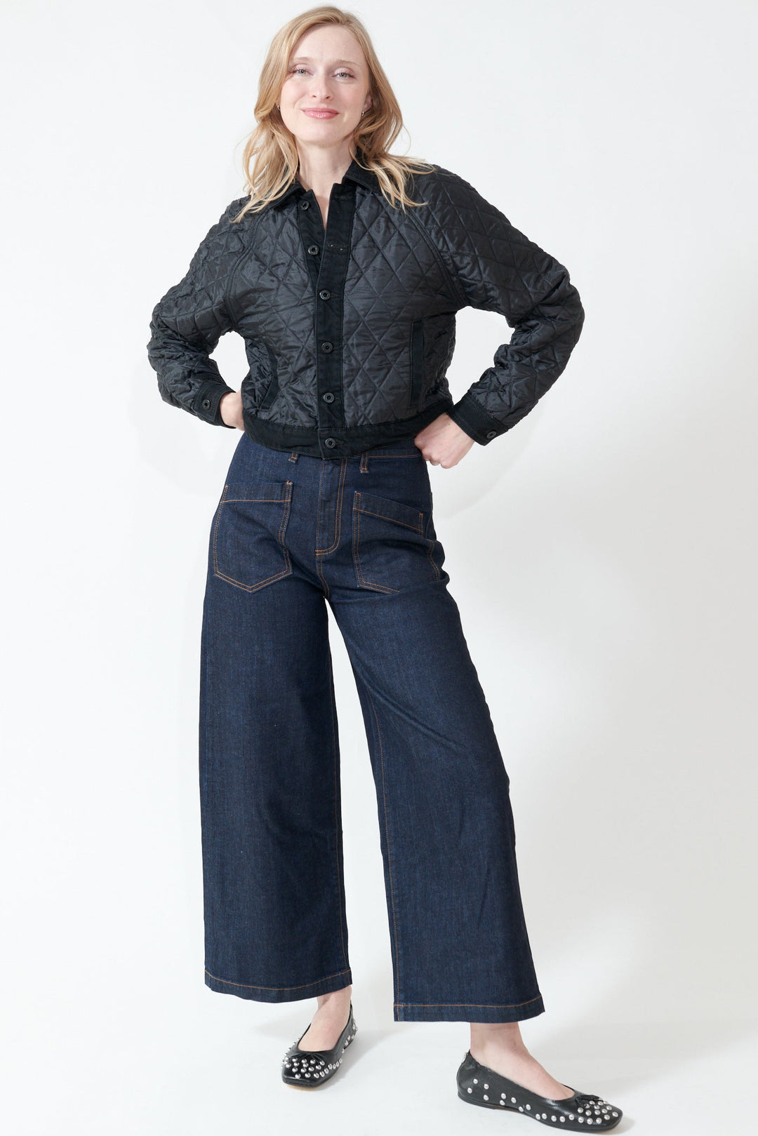 Madi wearing ASKK NY Virginia Jean front view