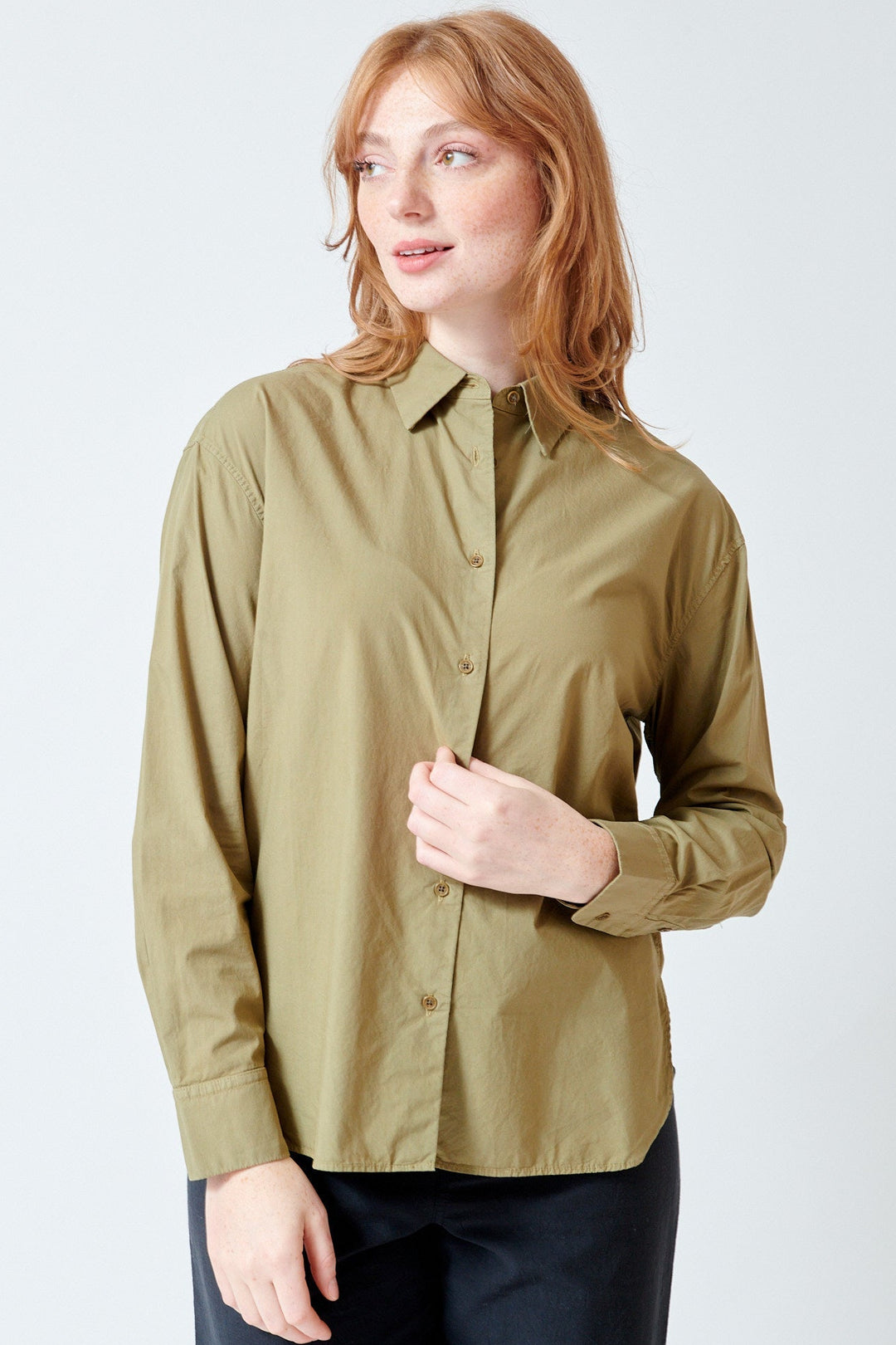 Waverly wearing Nili Lotan Amante Shirt front view