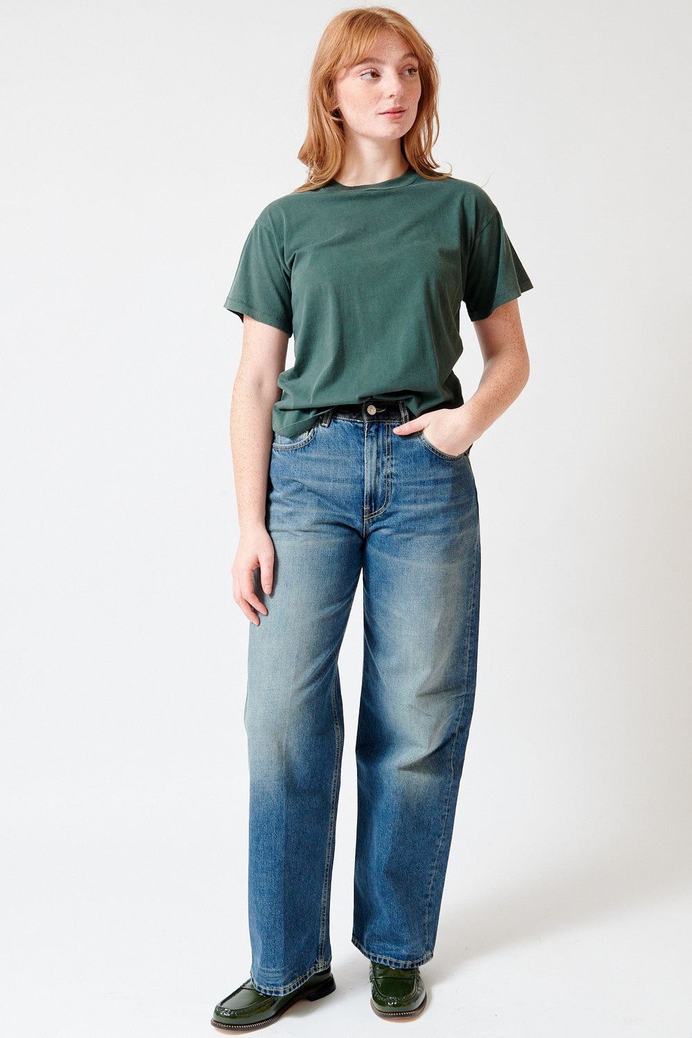 Waverly wearing 6397 Contrast WB Wide Jean front view