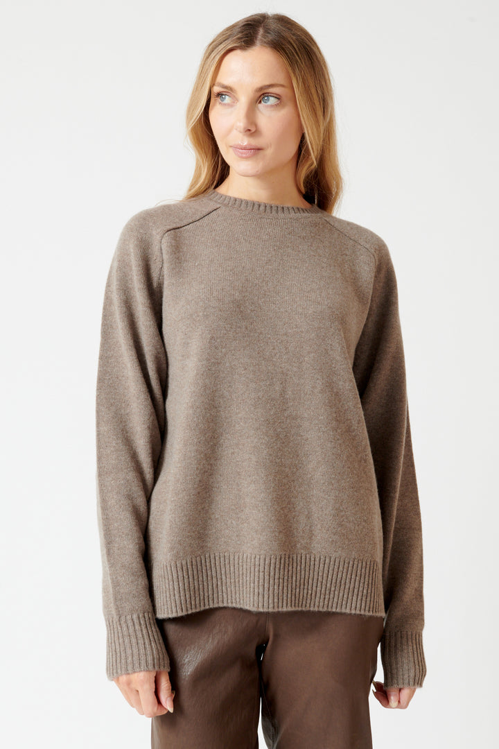 Mari wearing SPRWMN Classic Crew Sweater front view