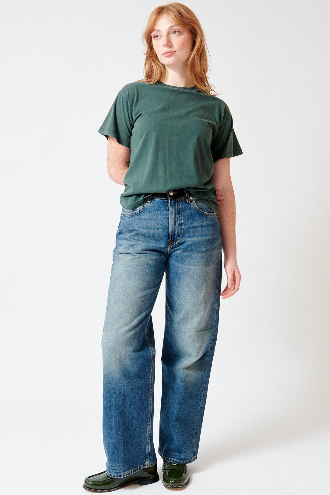 Waverly wearing 6397 Contrast WB Wide Jean front view