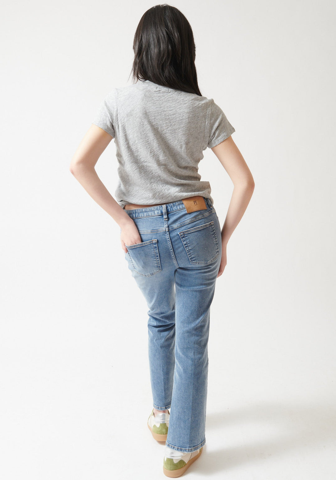 Lilly wearing PT Torino Kim Flare Jean rear view