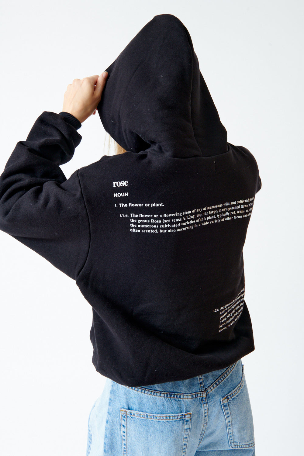 Mari wearing Tanaka The Sweat Hoodie With Graphic rear view