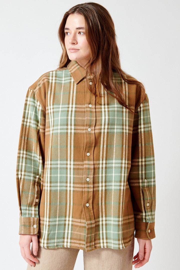 Julia wearing 6397 The Big Check Shirt front view