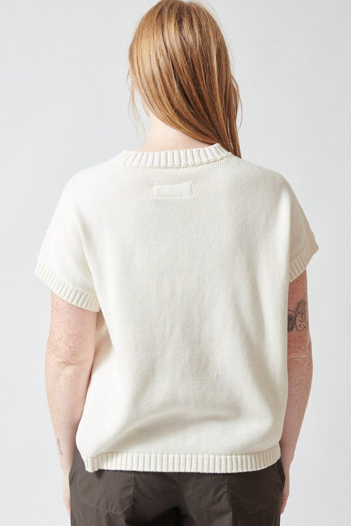 Waverly wearing Labo.Art Knit Octopus Vest rear view