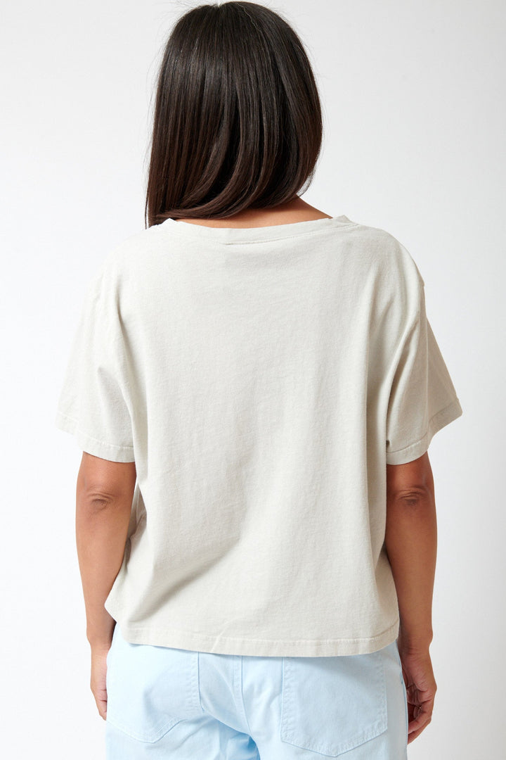 Amanda wearing ASKK NY Shrunken V Tee rear view