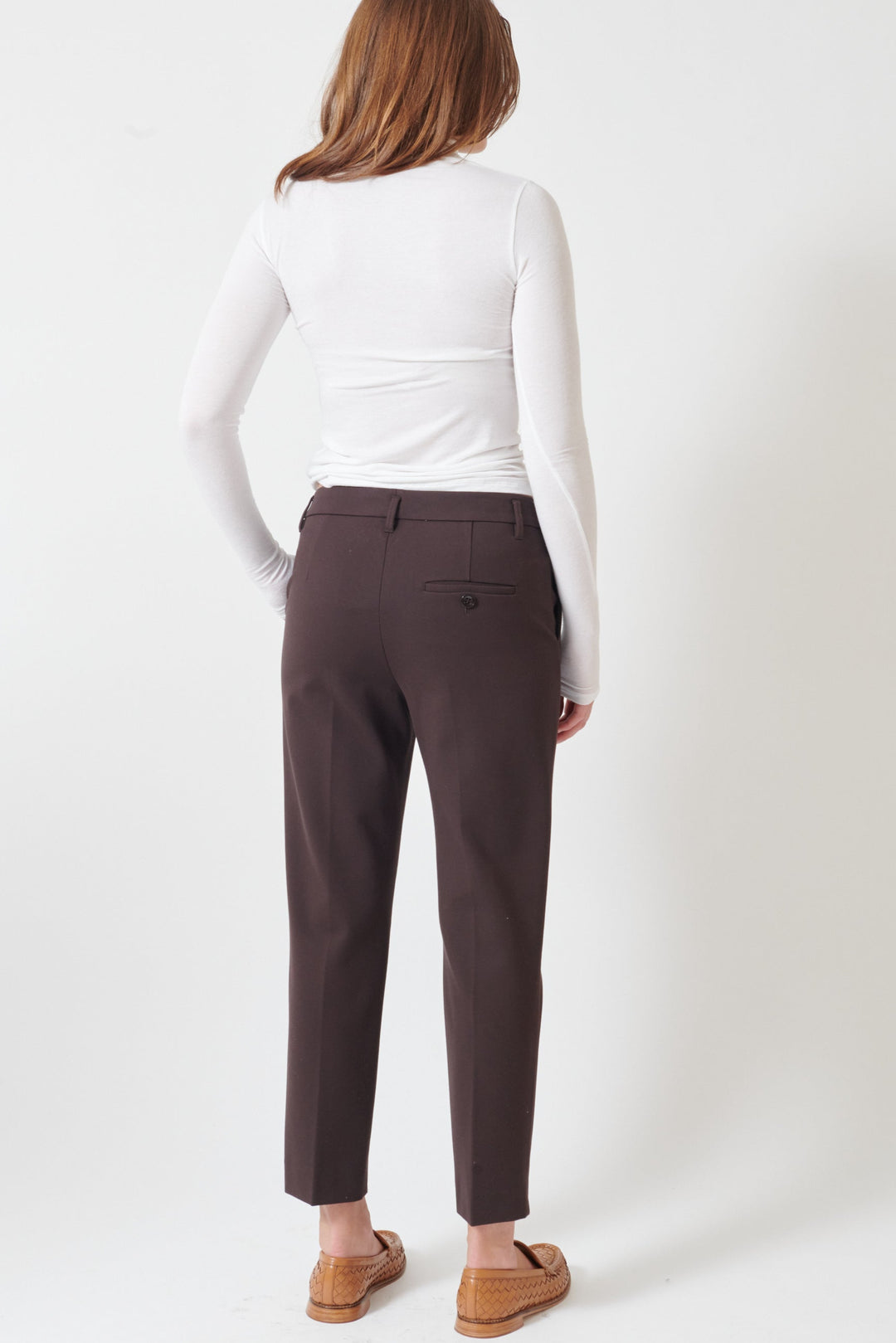 Julia wearing Dorothee Schumacher Emotional Essence Pants rear view