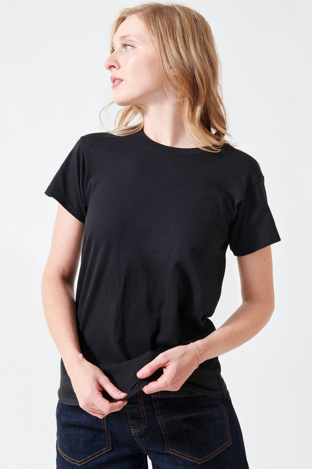 Madi wearing The Great The Slim Tee front view