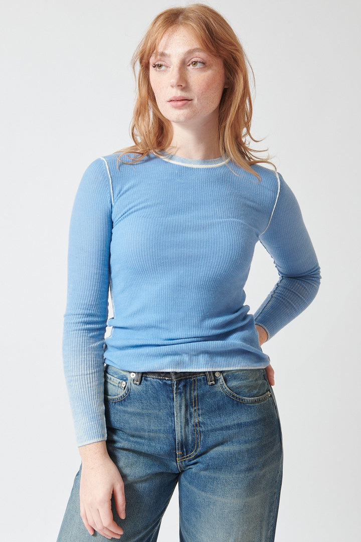 Waverly wearing 6397 Printed Long Sleeve Crew front view