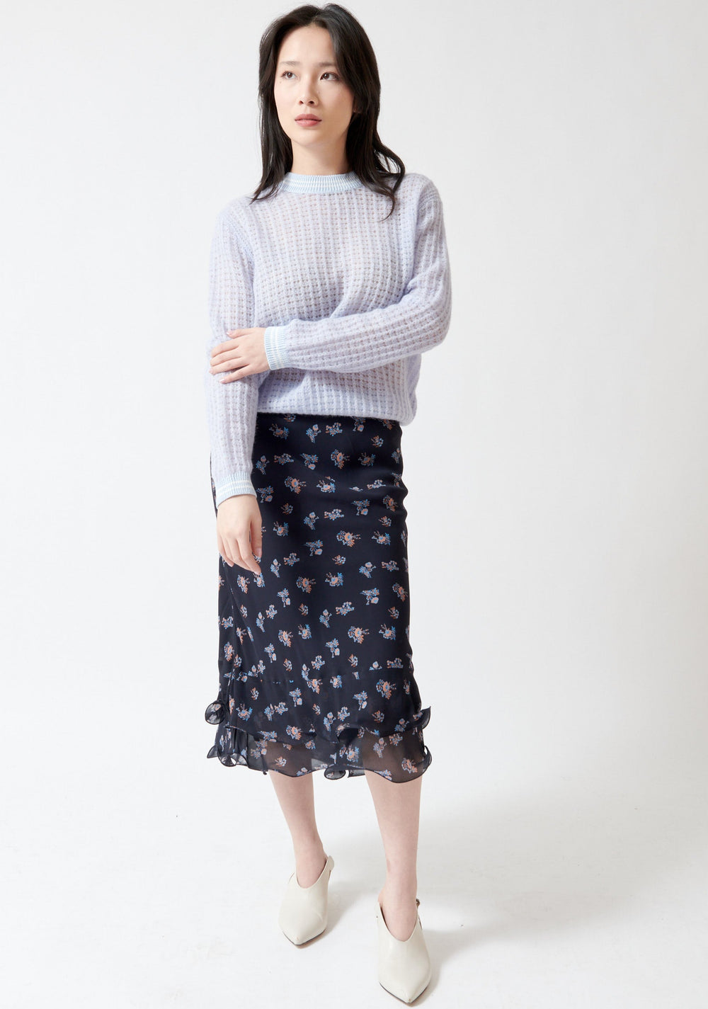 Lilly wearing Dorothee Schumacher Airy Daydream Skirt front view