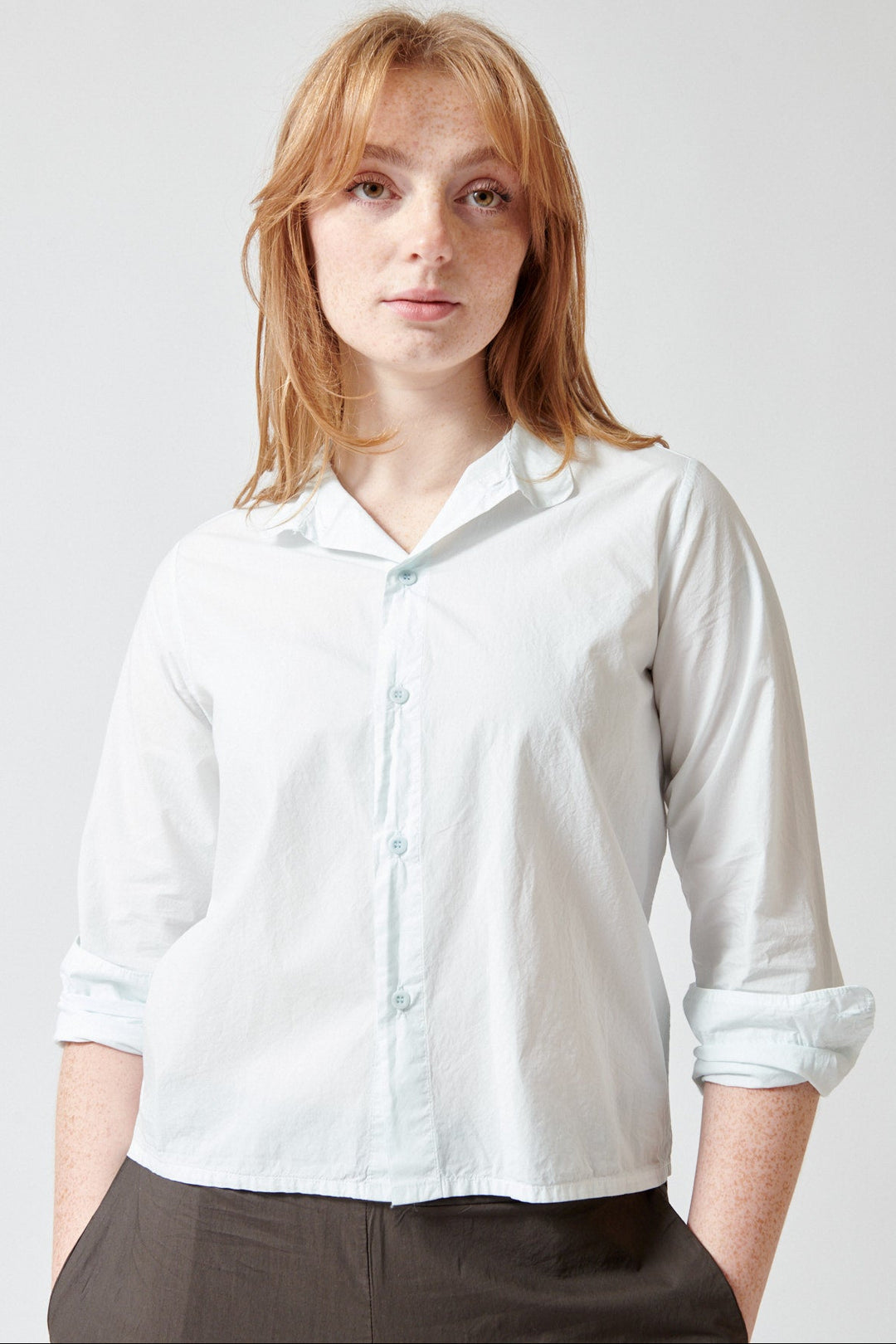 Waverly wearing Labo.Art Sushi Shirt front view