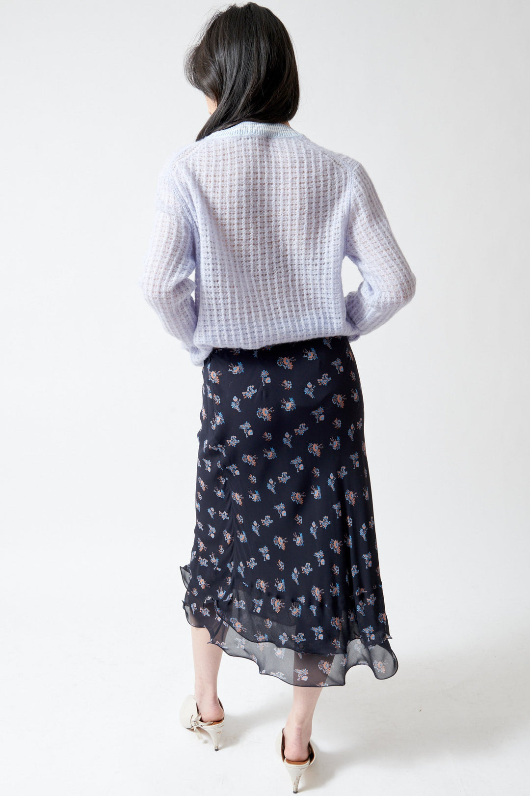 Lilly wearing Dorothee Schumacher Airy Daydream Skirt rear view