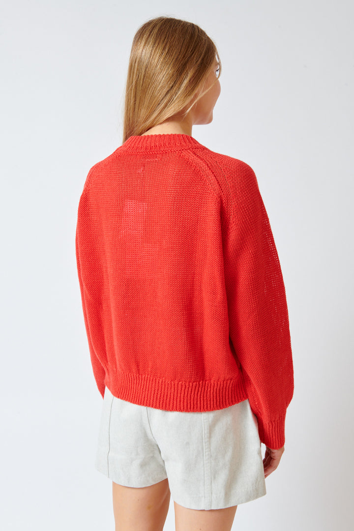 Mari wearing B Sides Lind Knit Crew rear view