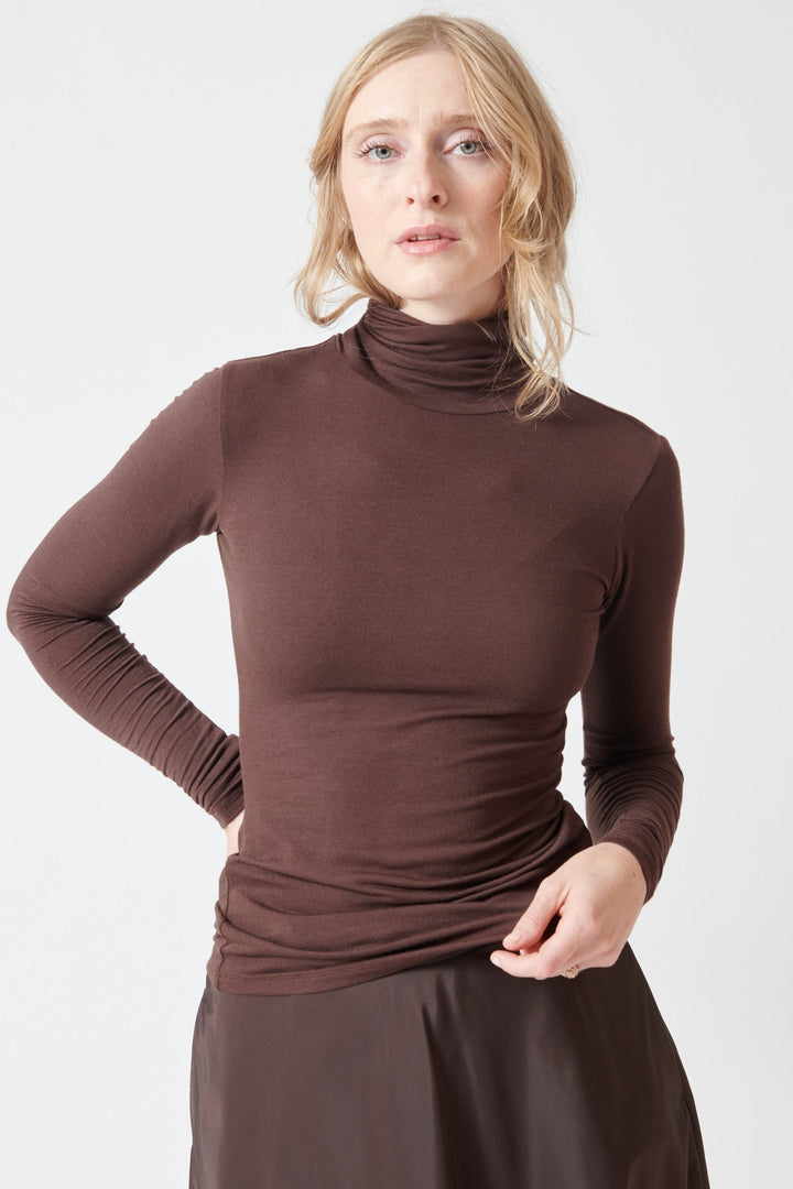 Madi wearing Dorothee Schumacher Chic Comfort Shirt front view