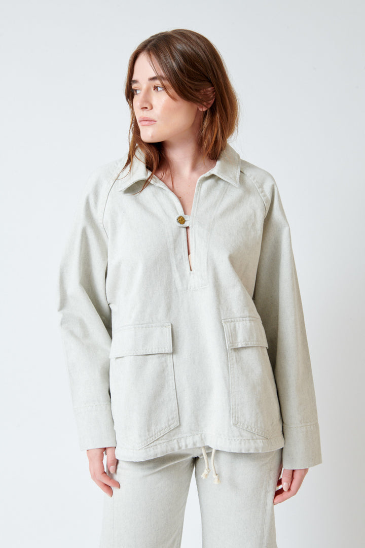 Julia wearing B Sides Davis Anorak front view 