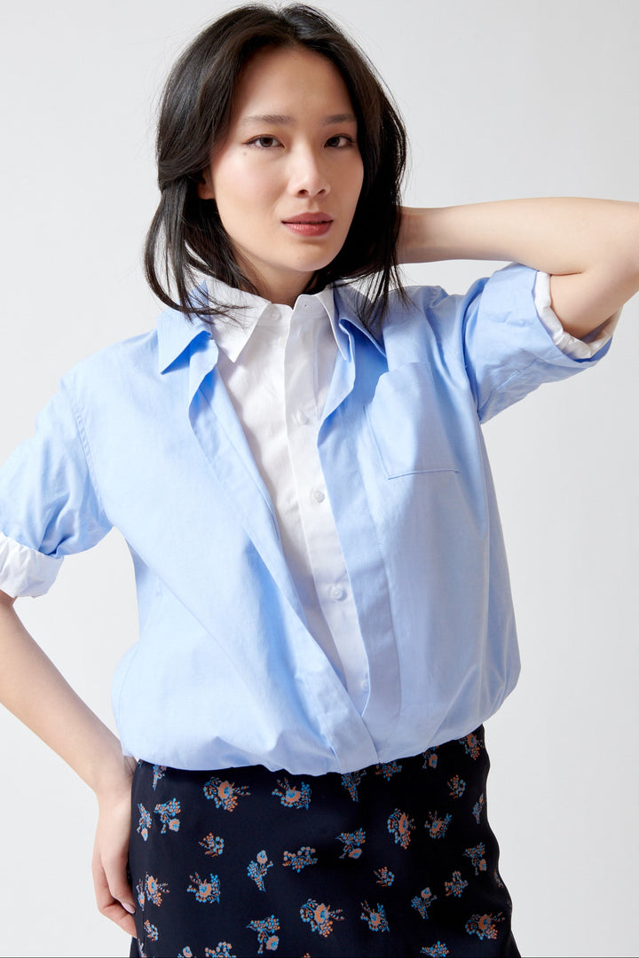 Lilly wearing Dorothee Schumacher Powerful Ease Blouse front view