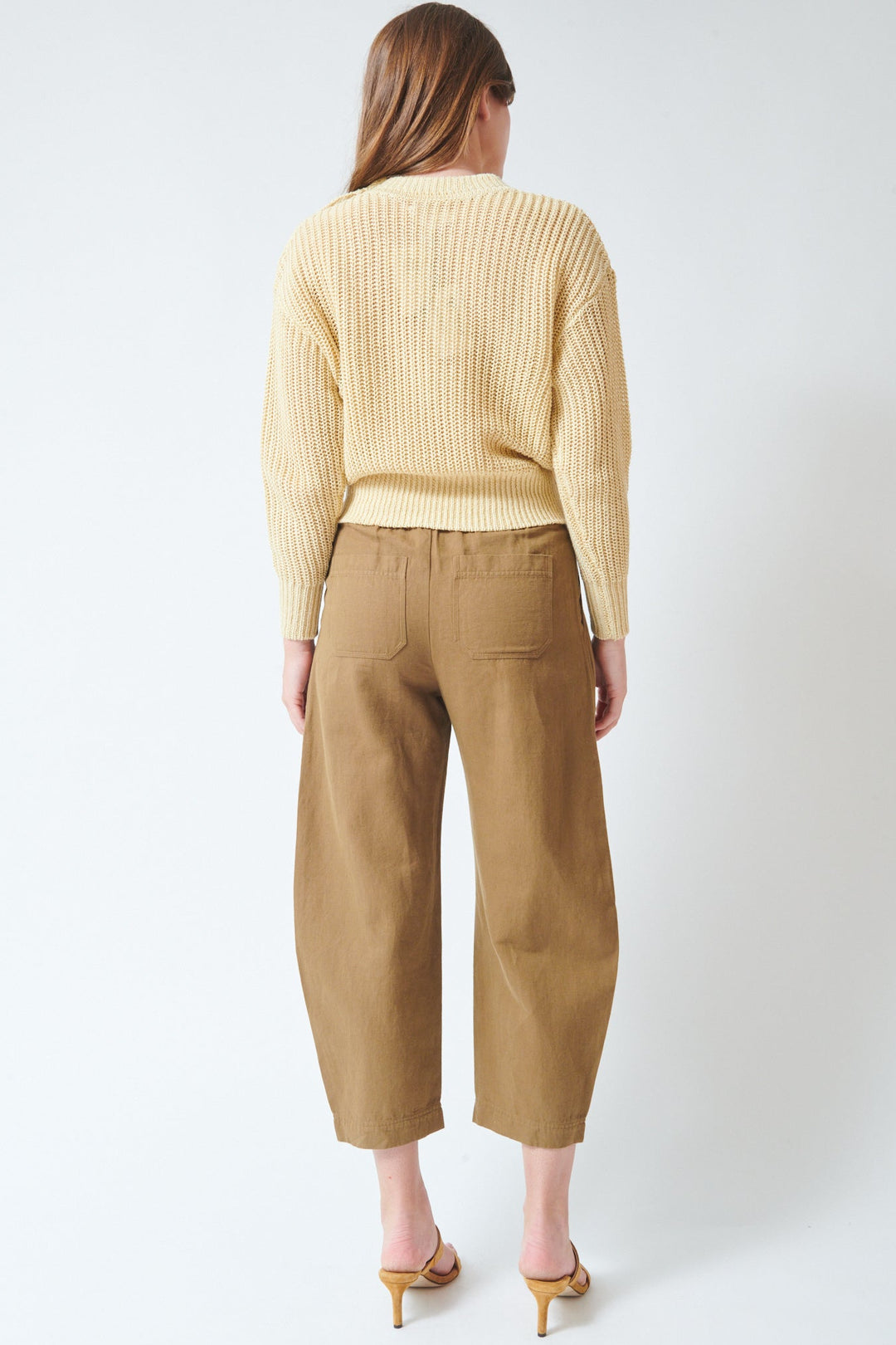 Julia wearing Apiece Apart Everyday Pull On Pant rear view
