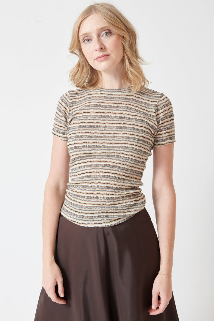 Madi wearing SPRWMN Baby Tee front view
