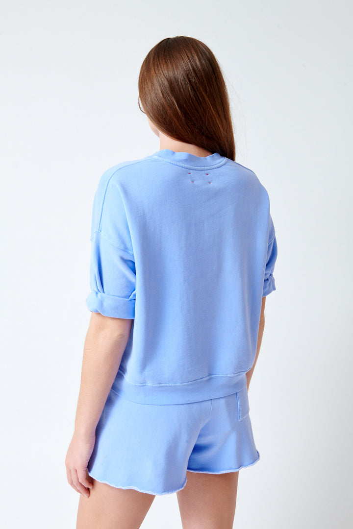 Julia wearing Xirena Trixie Sweatshirt rear view