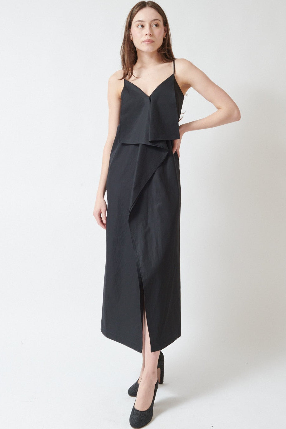 Angela wearing Christian Wijnants Dascala Dress front view