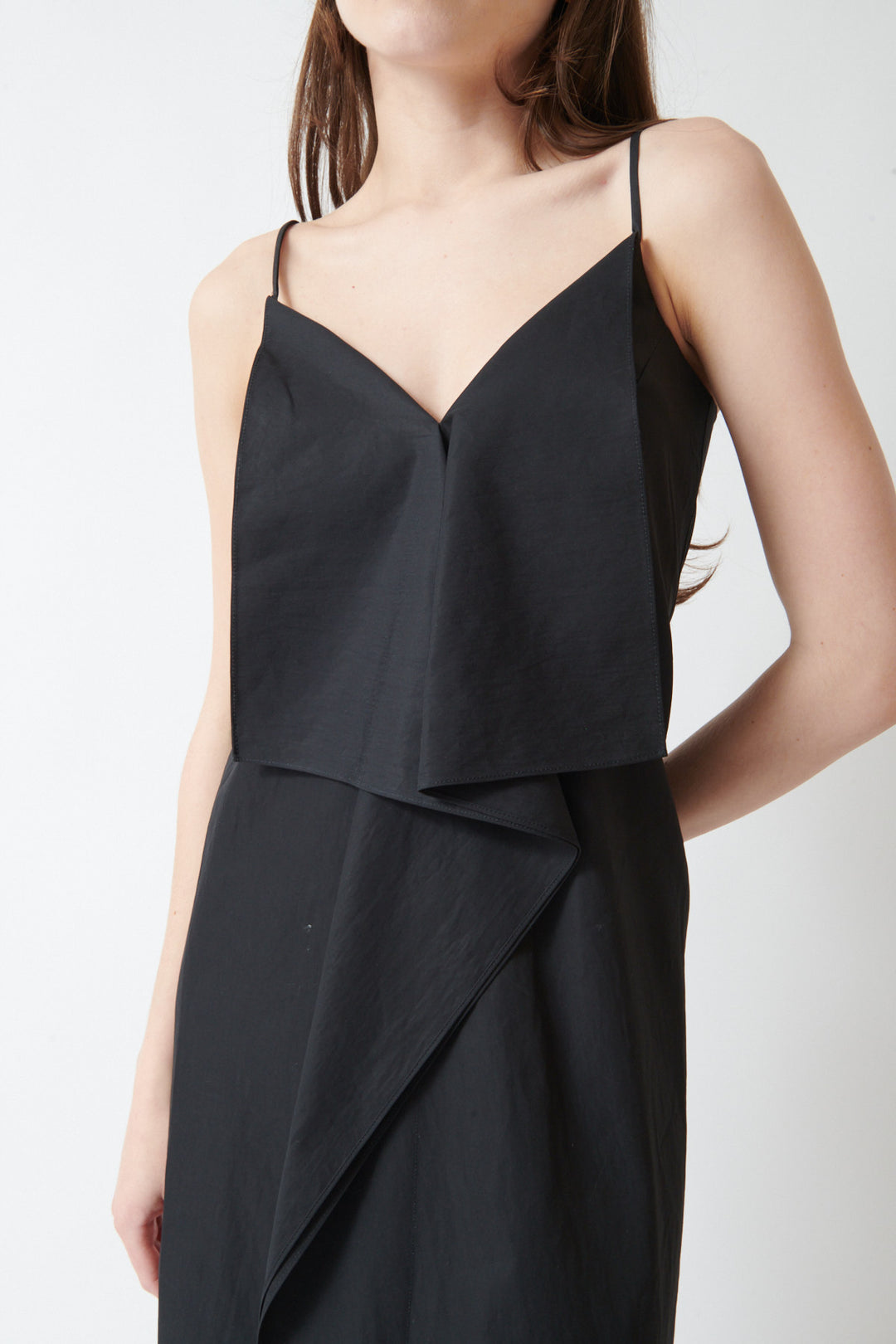 Angela wearing Christian Wijnants Dascala Dress front/detail view