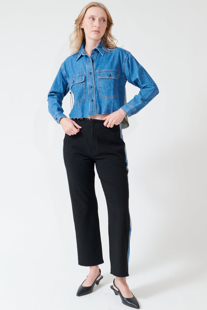 Madi wearing ASKK NY Tomboy Tuxedo Pant front view