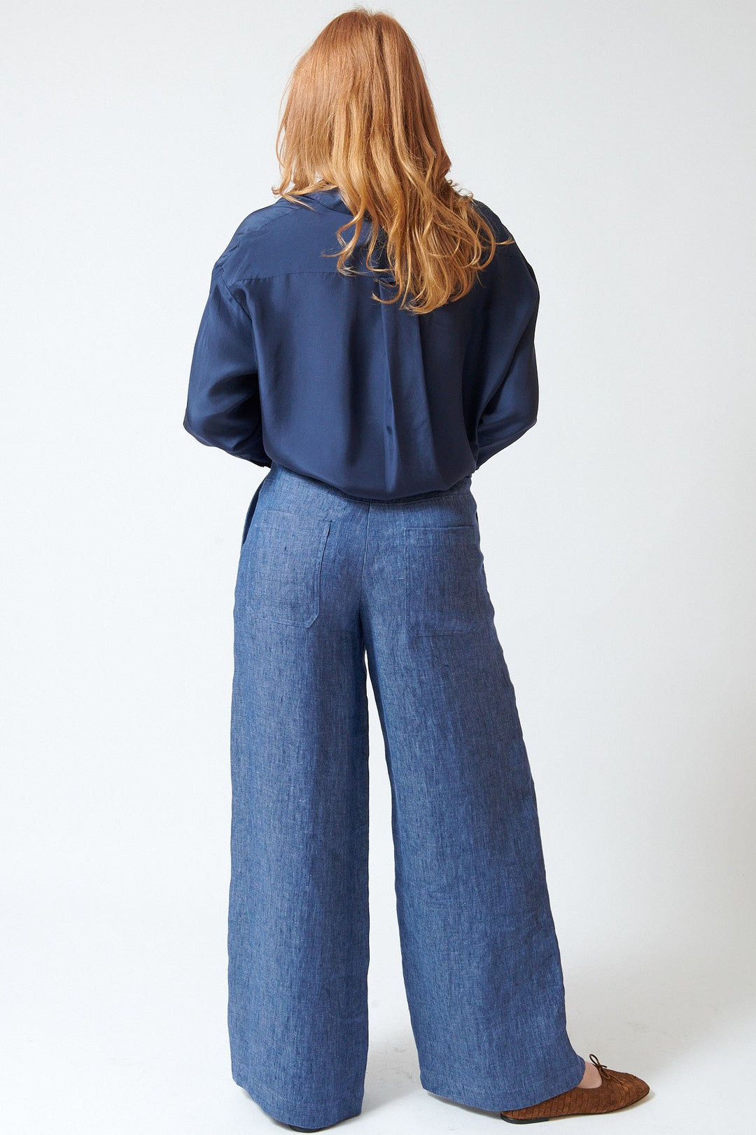 Waverly wearing TWP Dylan Pant rear view