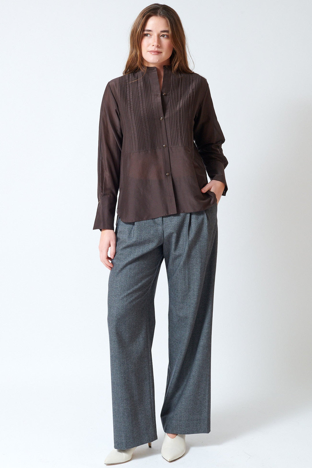 Julia wearing TWP Sulli Pant front view