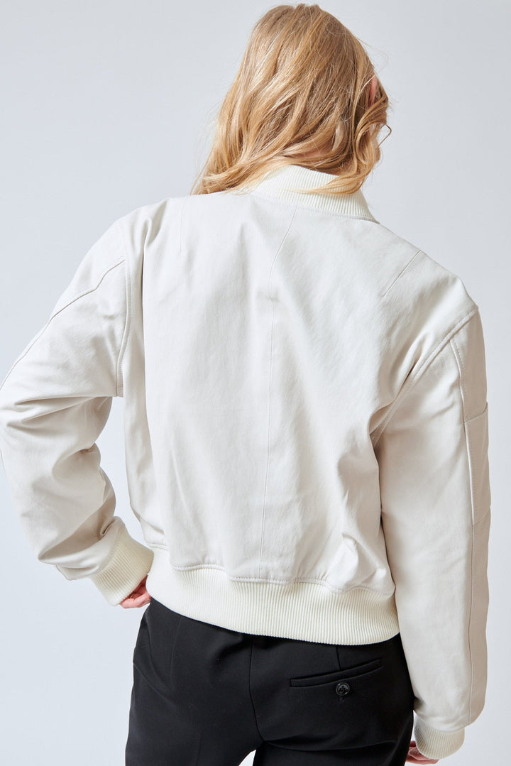 Maid wearing SPRWMN Bomber Jacket rear view