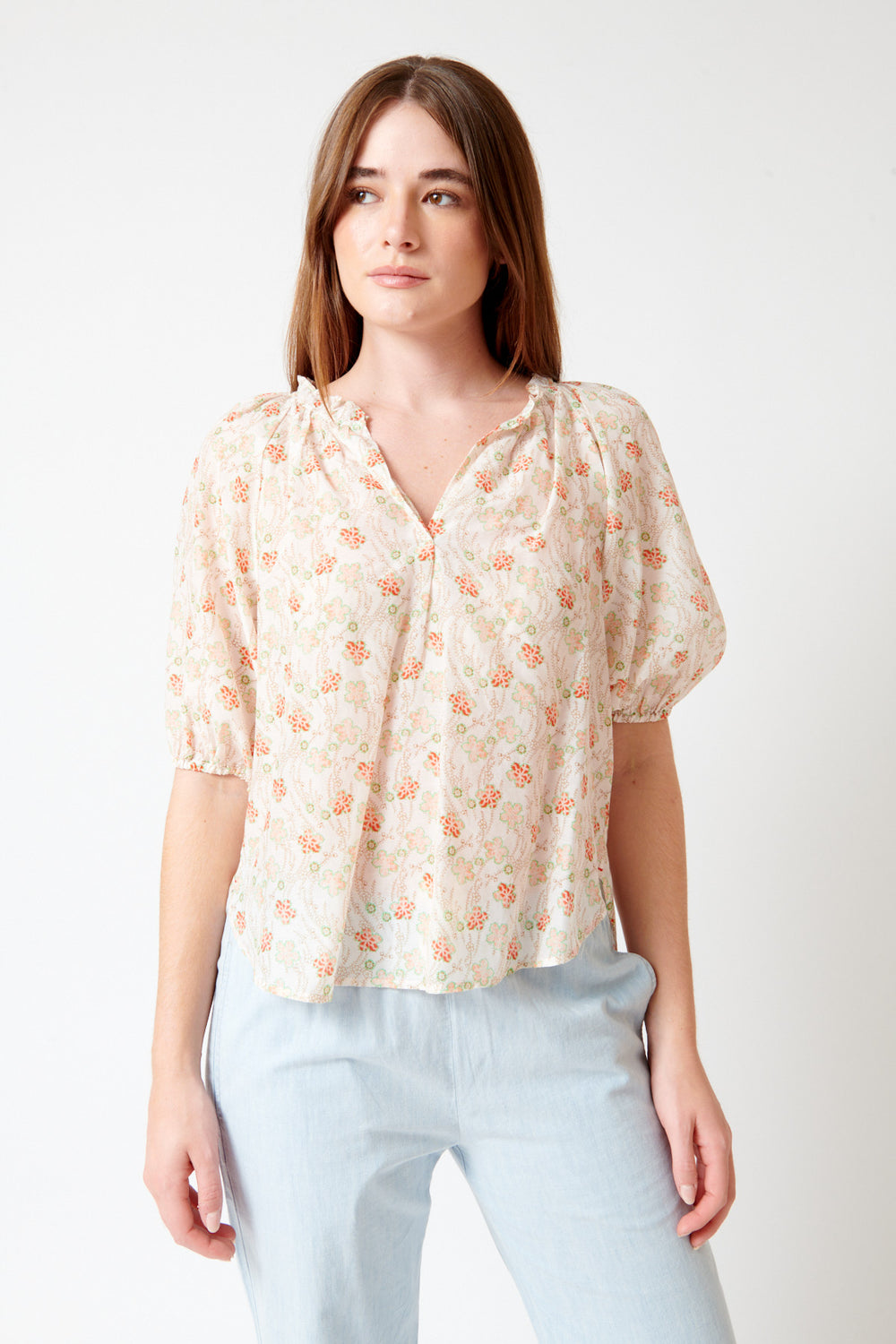 Julia wearing Xirena Jules Shirt front view