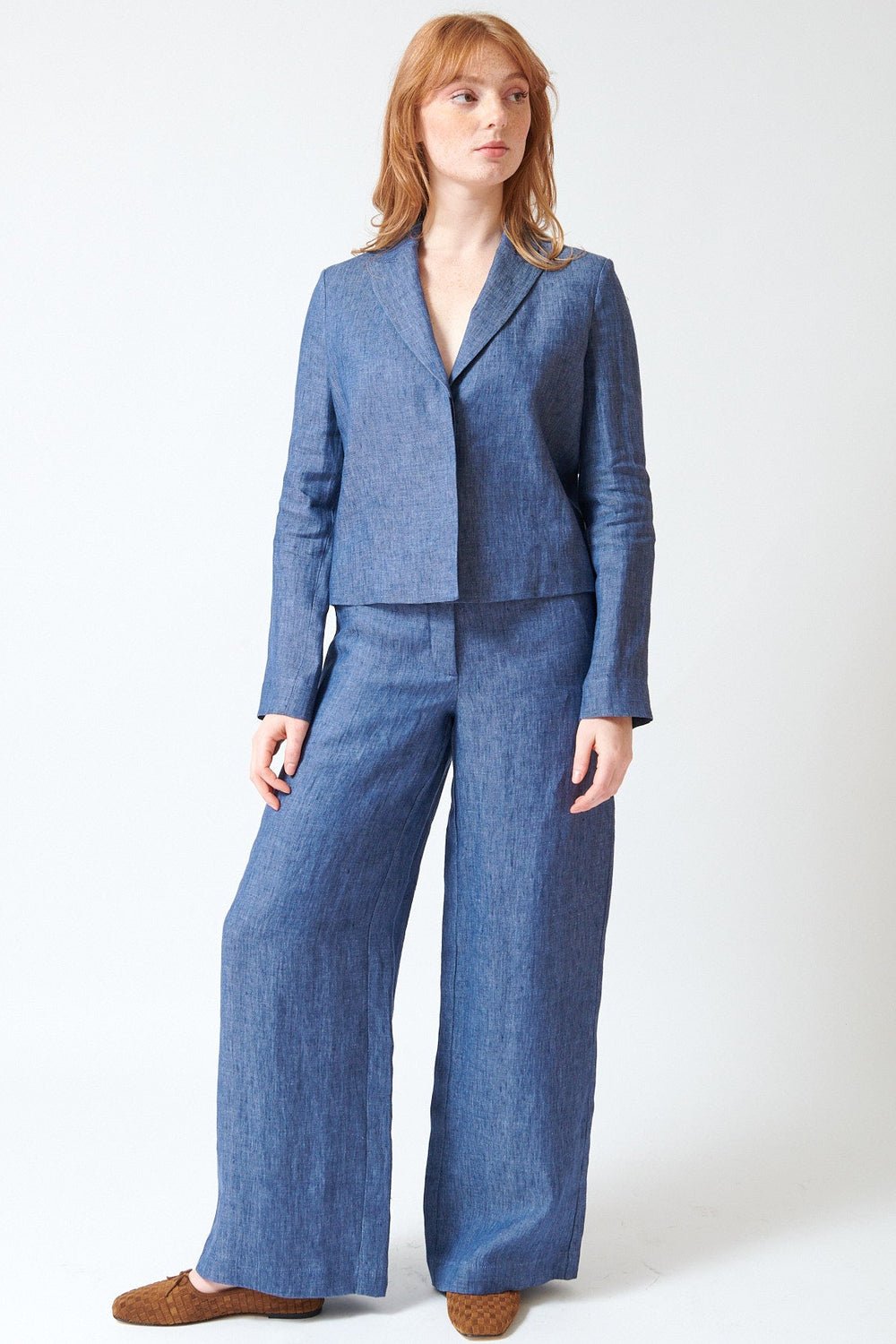 Waverly wearing TWP Dylan Pant front view