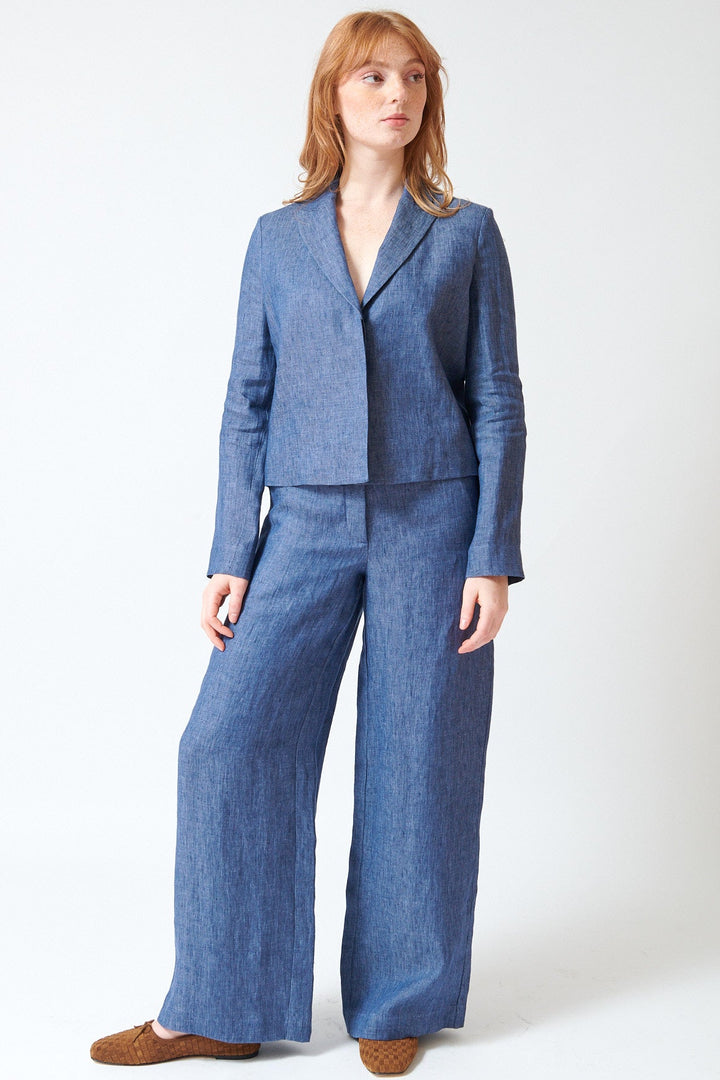 Waverly wearing TWP Dylan Pant front view