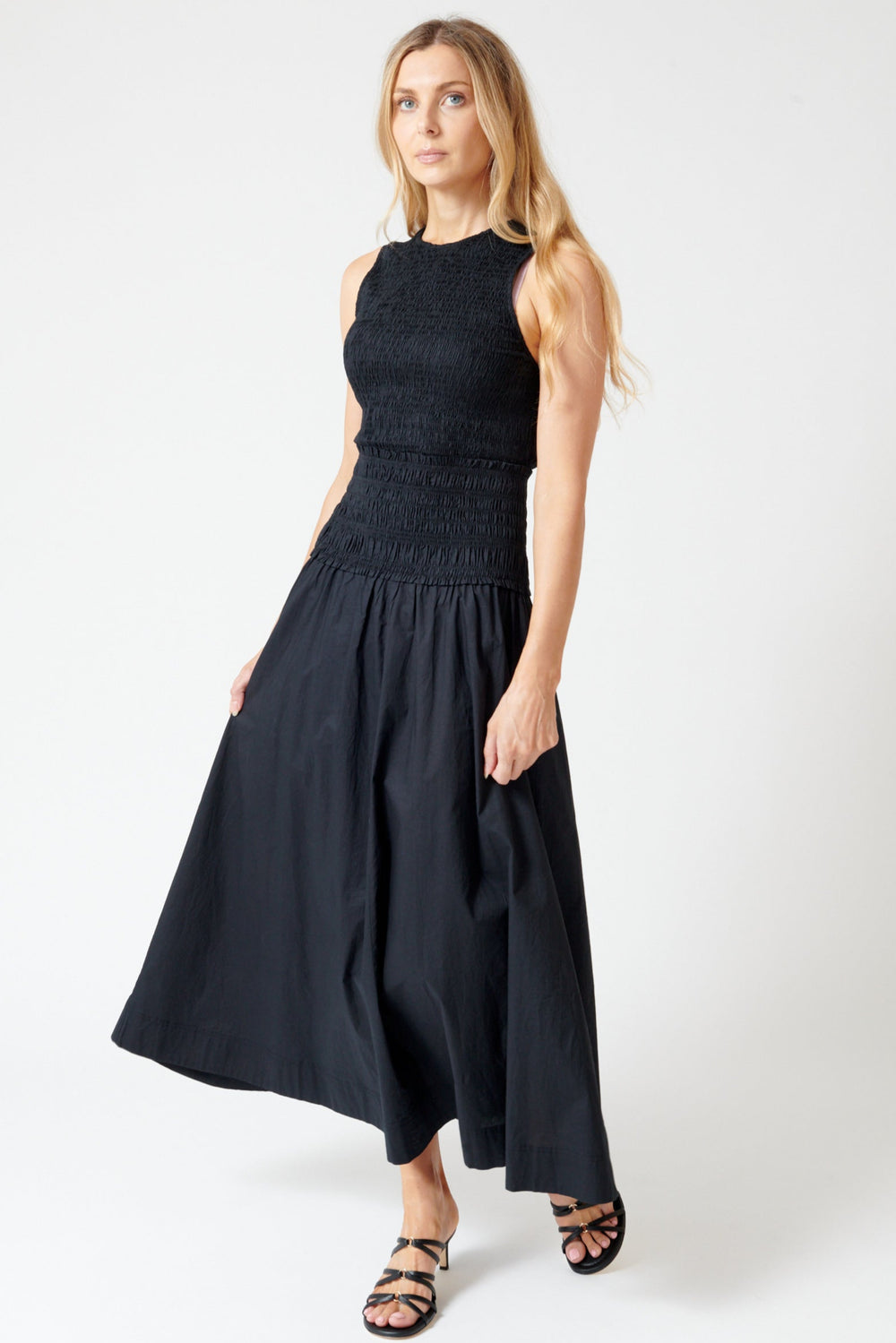 Mari wearing Apiece Apart Siempre Tank Maxi Dress front view