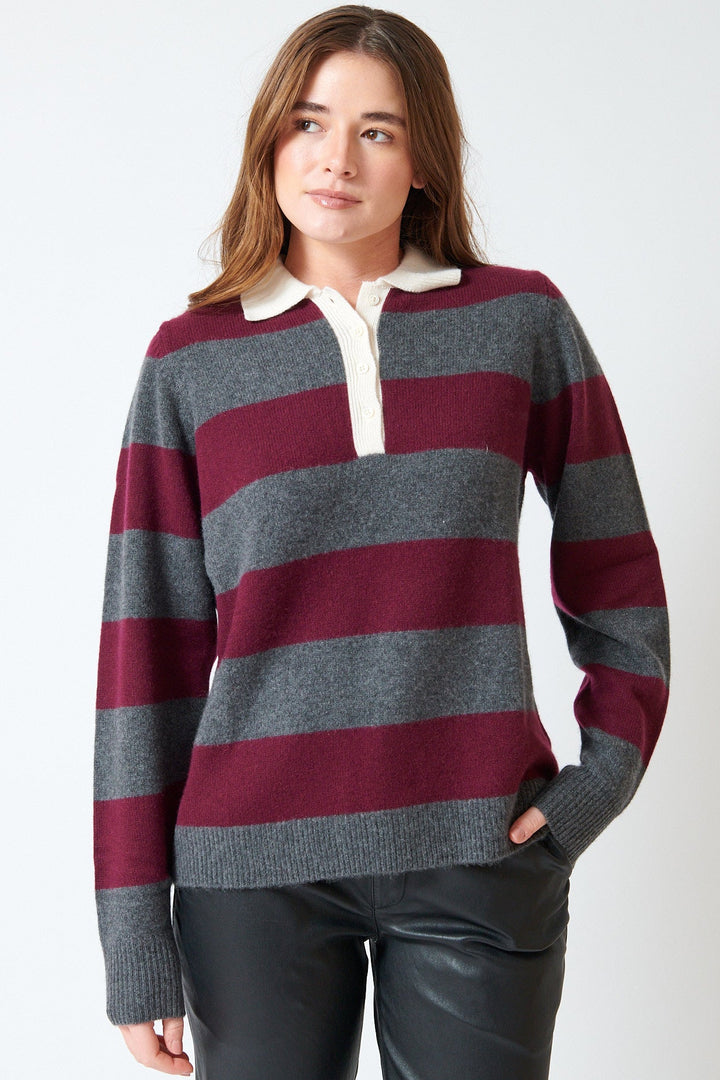 Julia wearing SPRWMN Polo Sweater front view