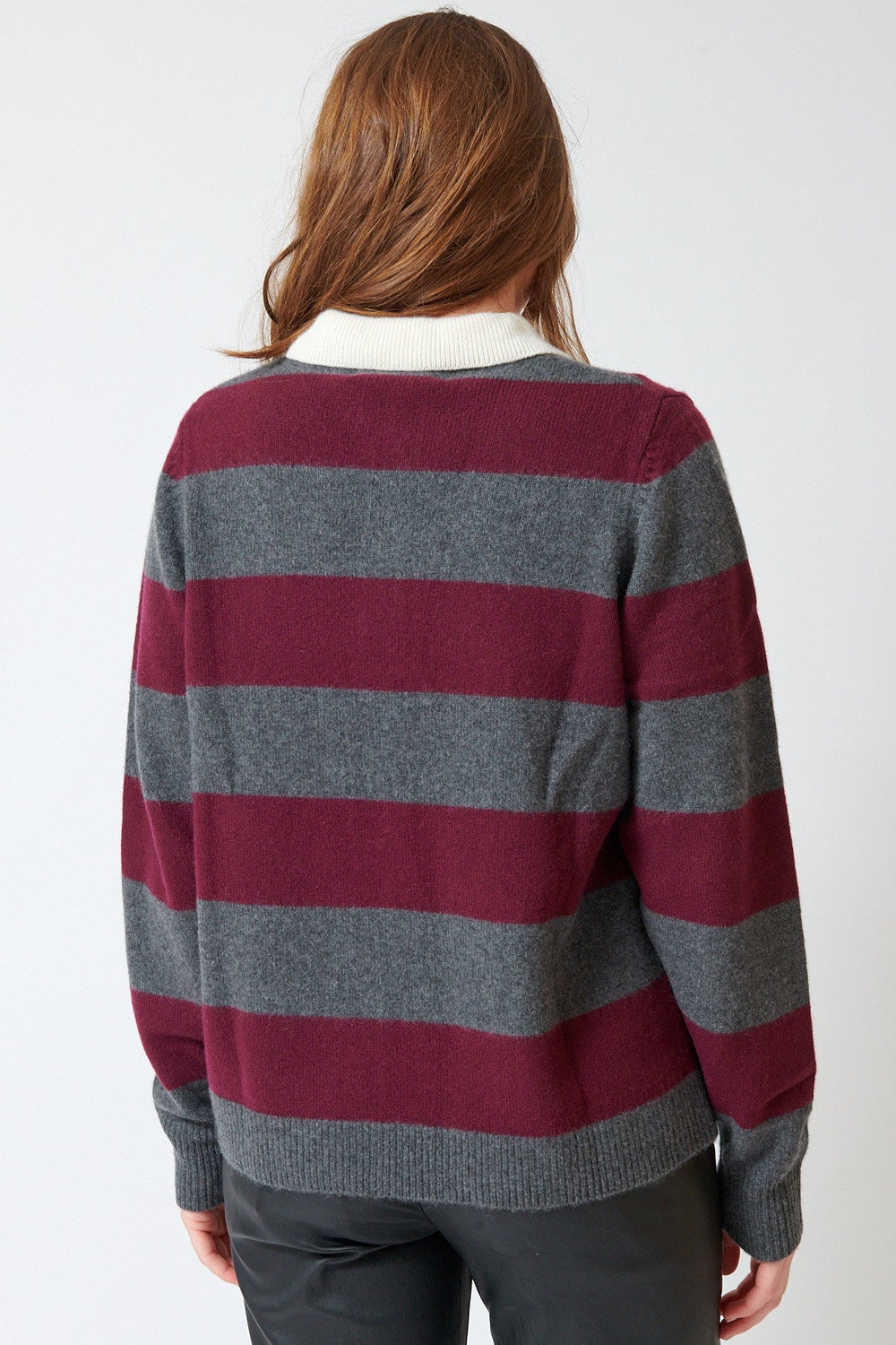 Julia wearing SPRWMN Polo Sweater rear view