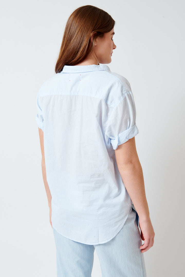 Julia wearing Xirena Channing Shirt rear view