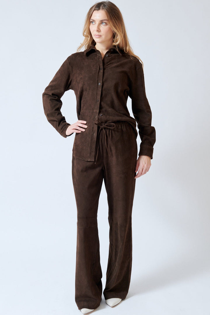 Mari wearing SPRWMN Kauai Pants front view