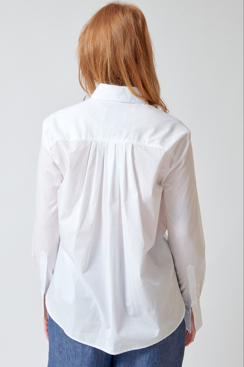 Waverly wearing TWP Possetti Blouse rear view