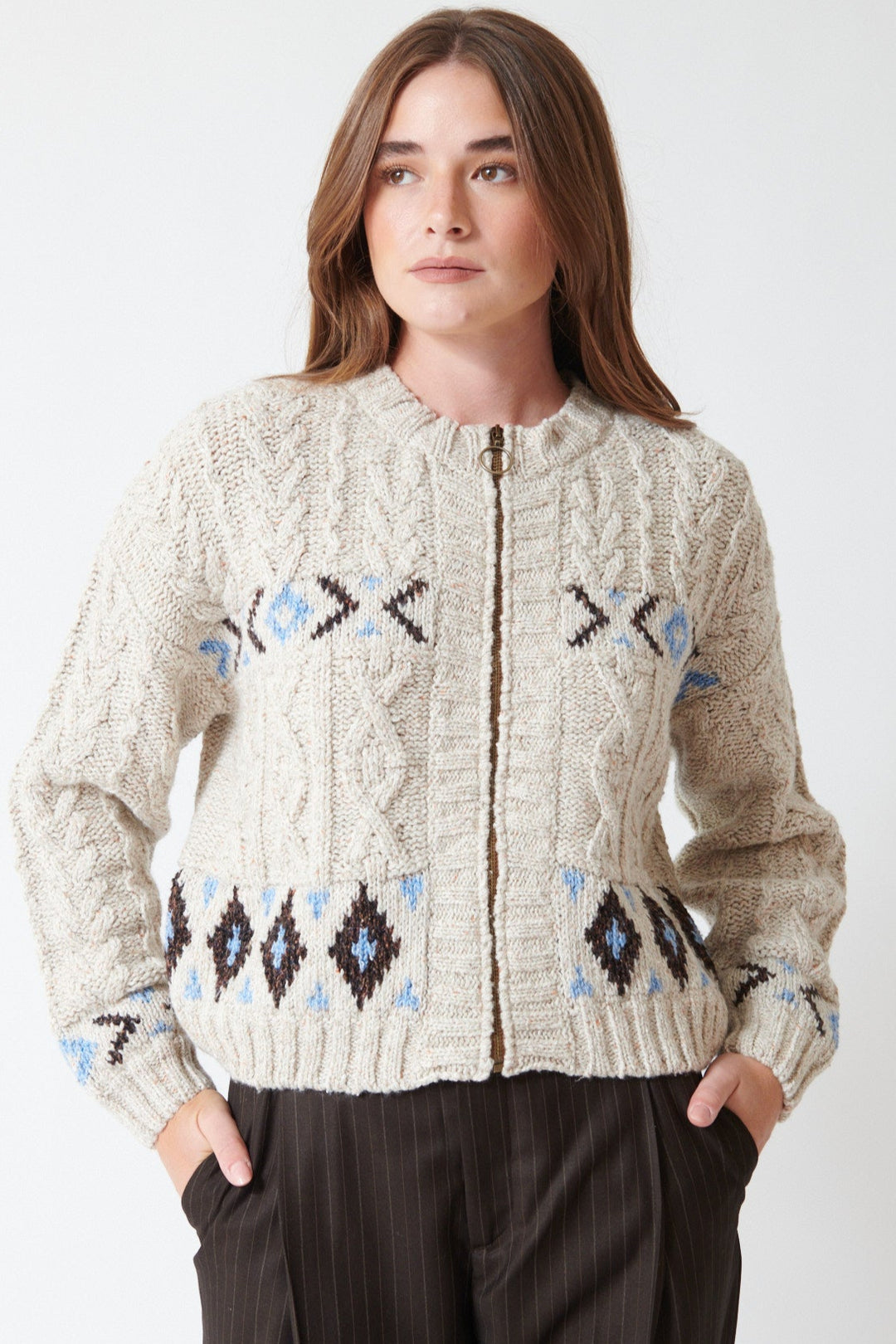 Julia wearing The Great The Cavern Cardigan front view
