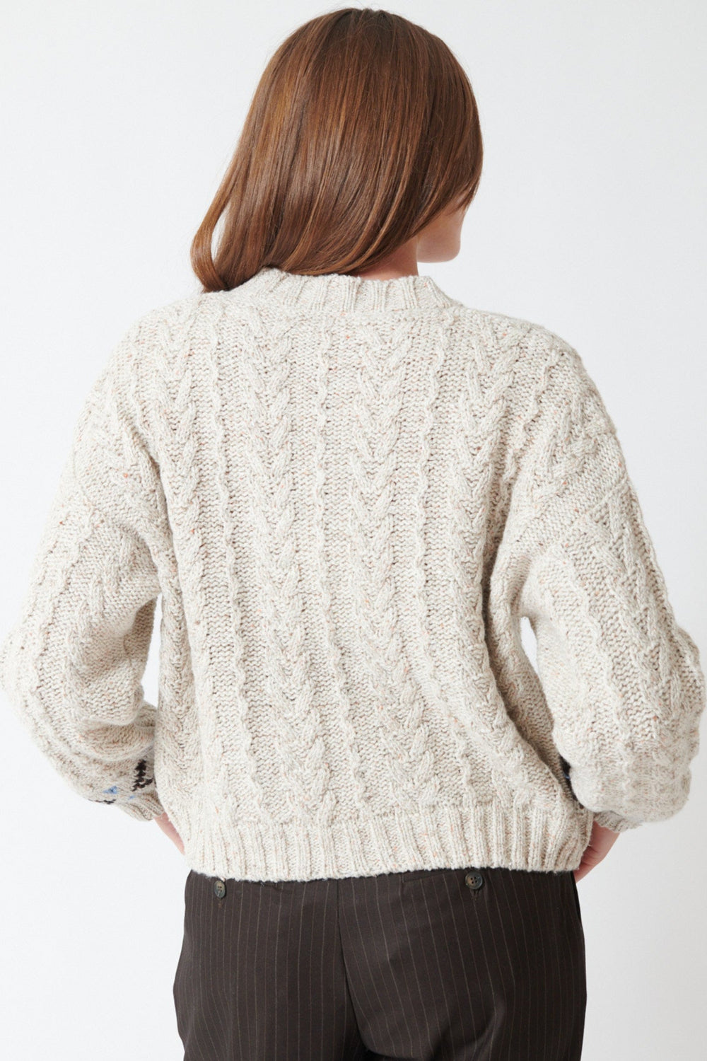 Julia wearing The Great The Cavern Cardigan rear view