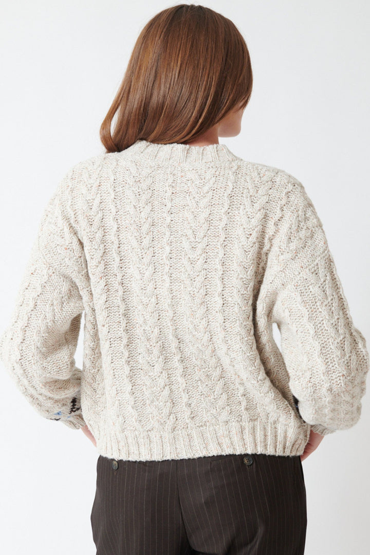 Julia wearing The Great The Cavern Cardigan rear view