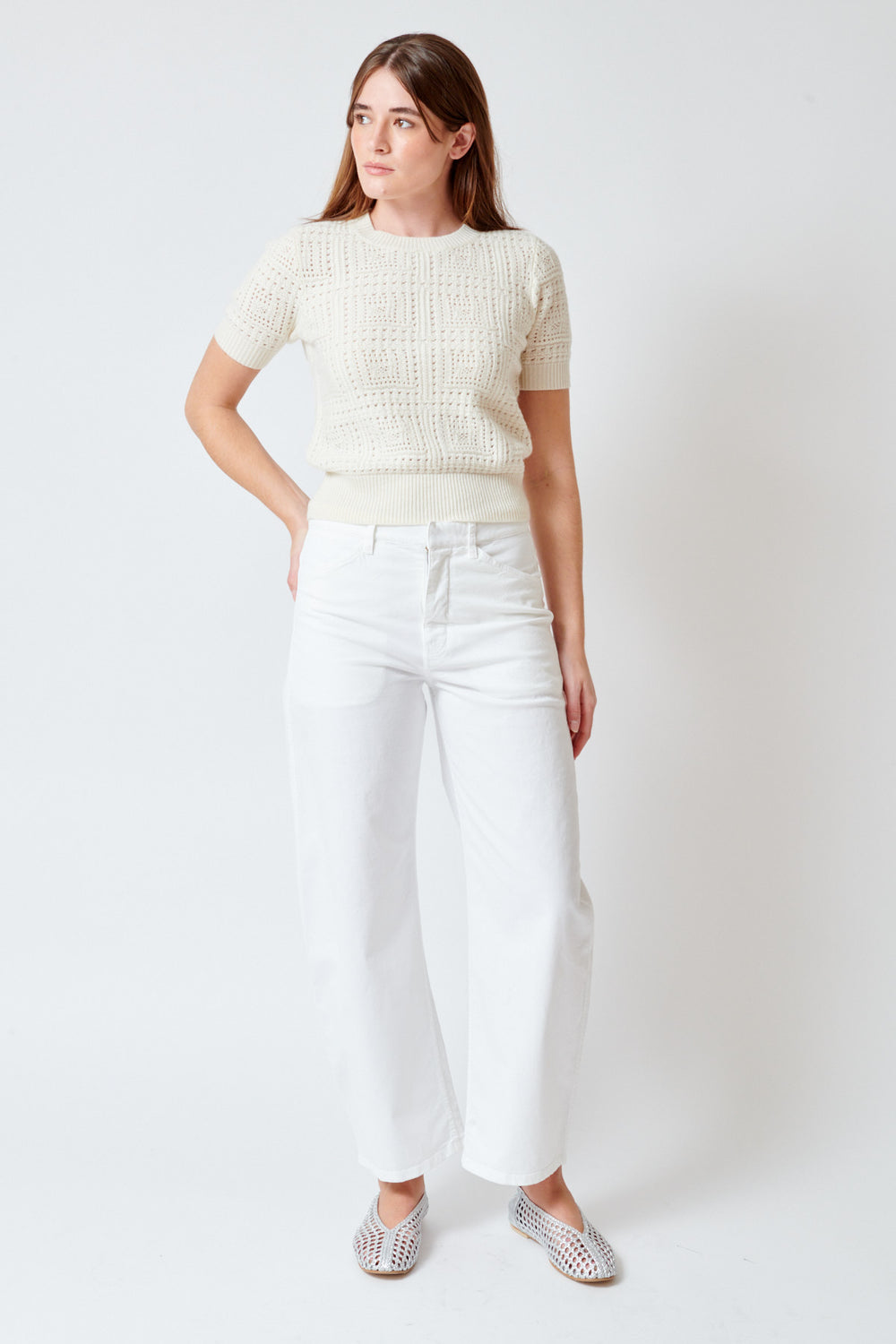 Julia wearing Nili Lotan Tribeca Pant front view