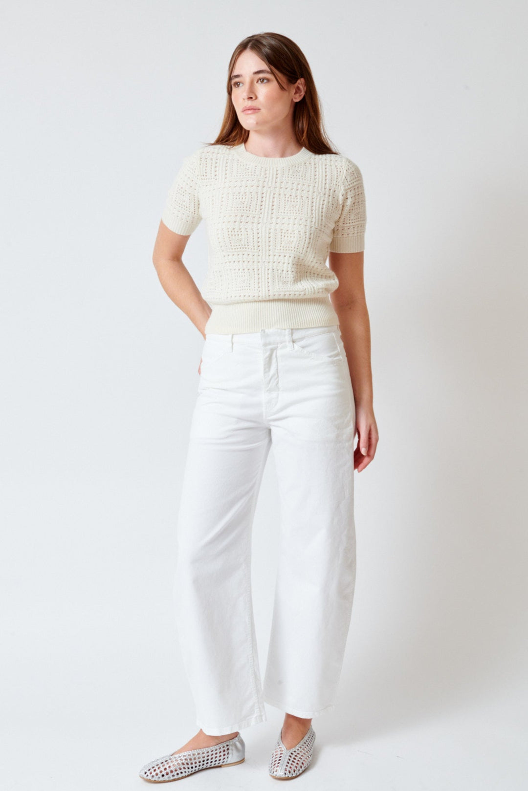 Julia wearing Nili Lotan Tribeca Pant front view
